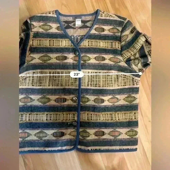 VTG Stonebridge Womens Tapestry Knit Over Coat Blazer Southwest Jacket Coat XL - Picture 2 of 5